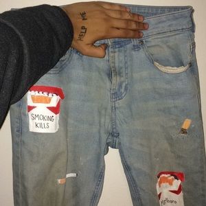 Hand made Marlboro ironic “smoking kills” pants